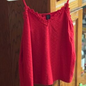 SHEIN Vibrant Red Lace Trim Cami